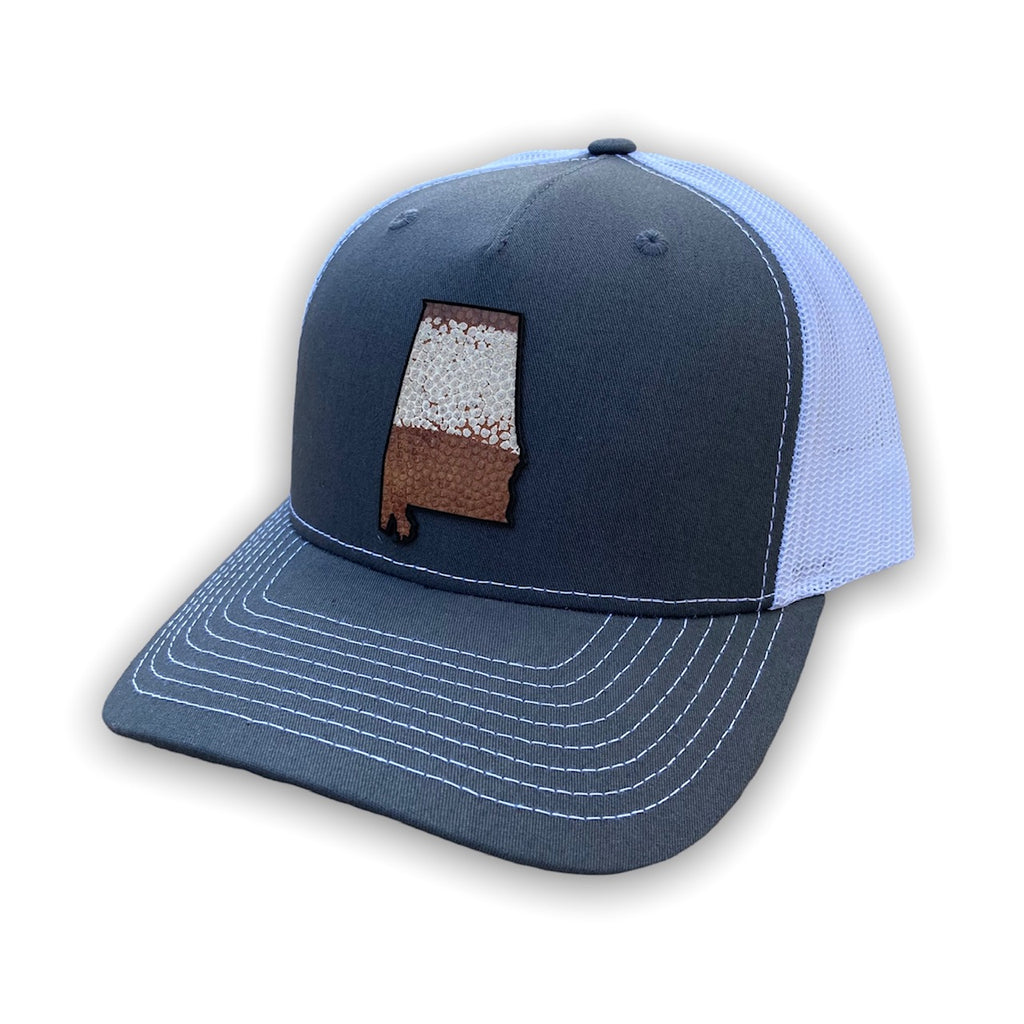 Alabama Leather Stripe Trucker Hat Grey
