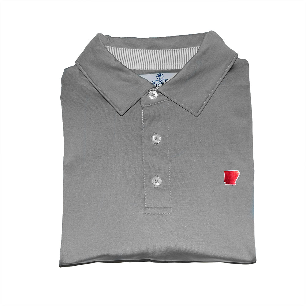 State Traditions Arkansas Signature Polo Grey