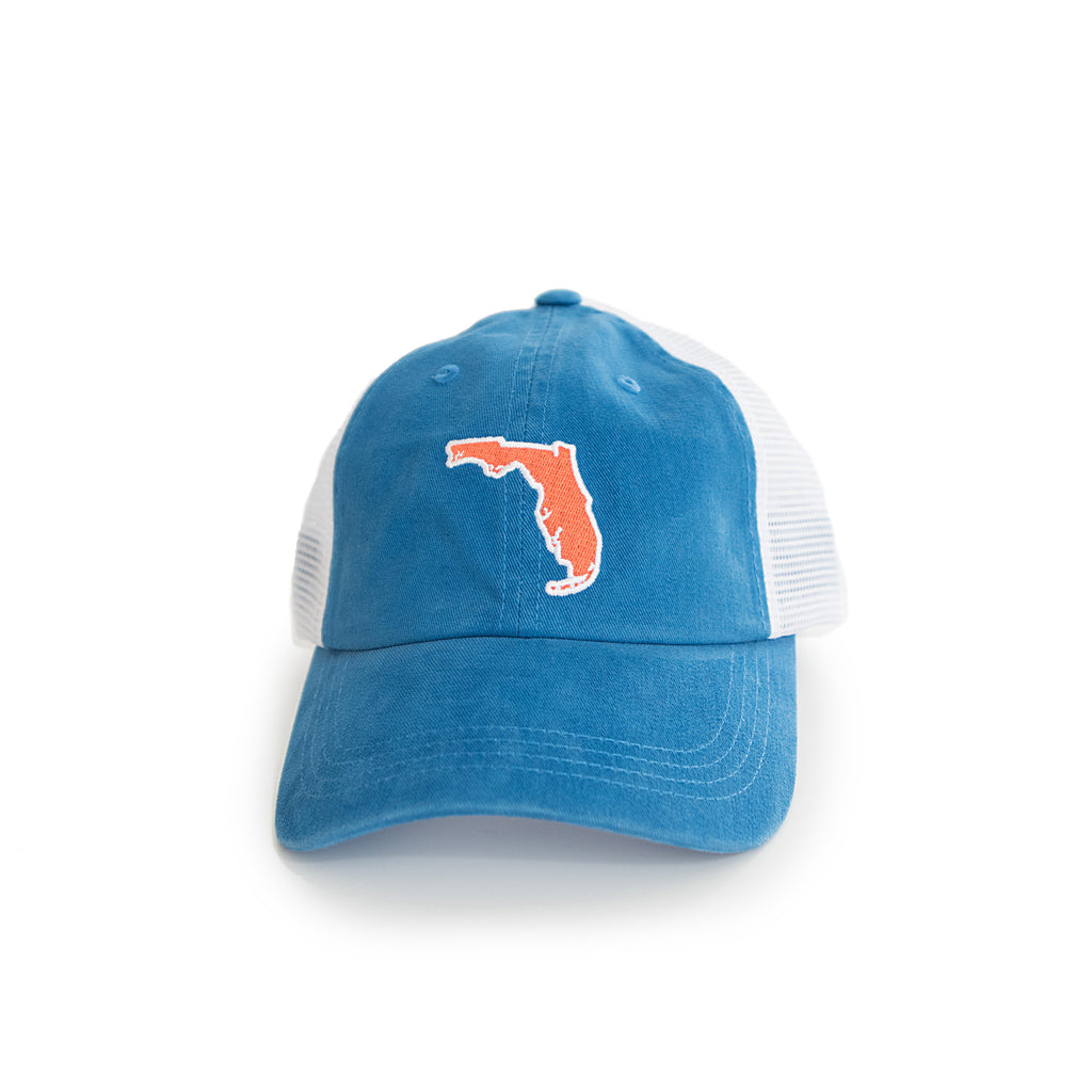 Florida Gainesville Gameday Blue Trucker Hat Front View