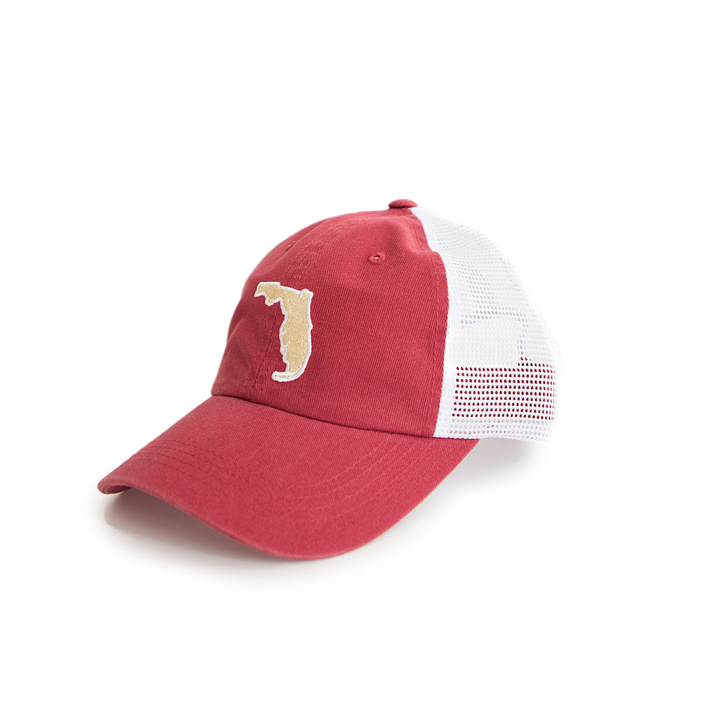 Florida Tallahassee Gameday Garnet Trucker Hat Side View Tallahassee Hat