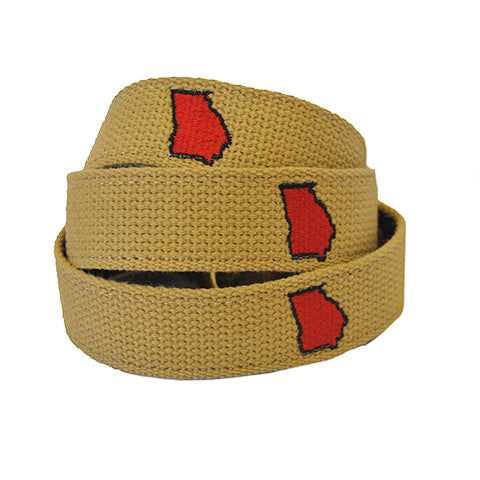 Georgia Athens Gameday Embroidered Belt Khaki