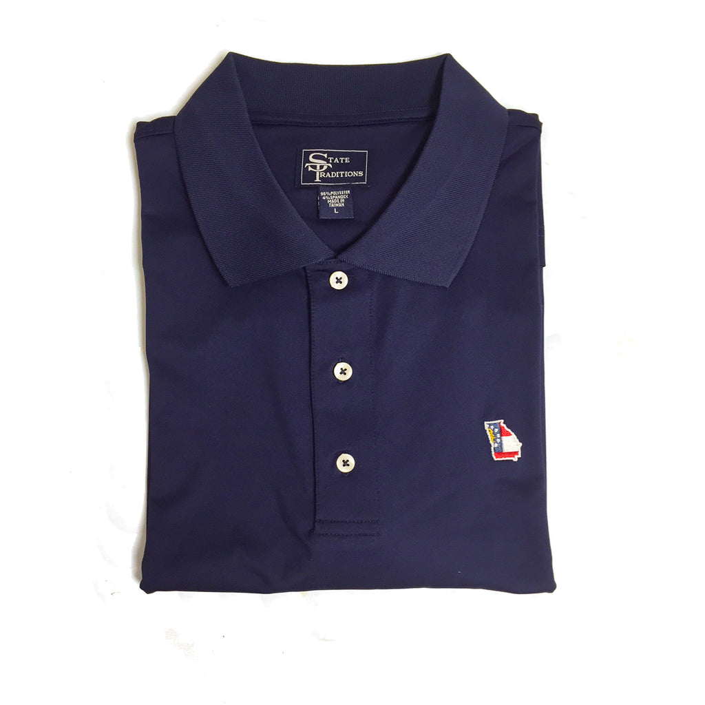Georgia Flag Traditional Navy Clubhouse Performance Polo Gifts for men men's gifts Performance