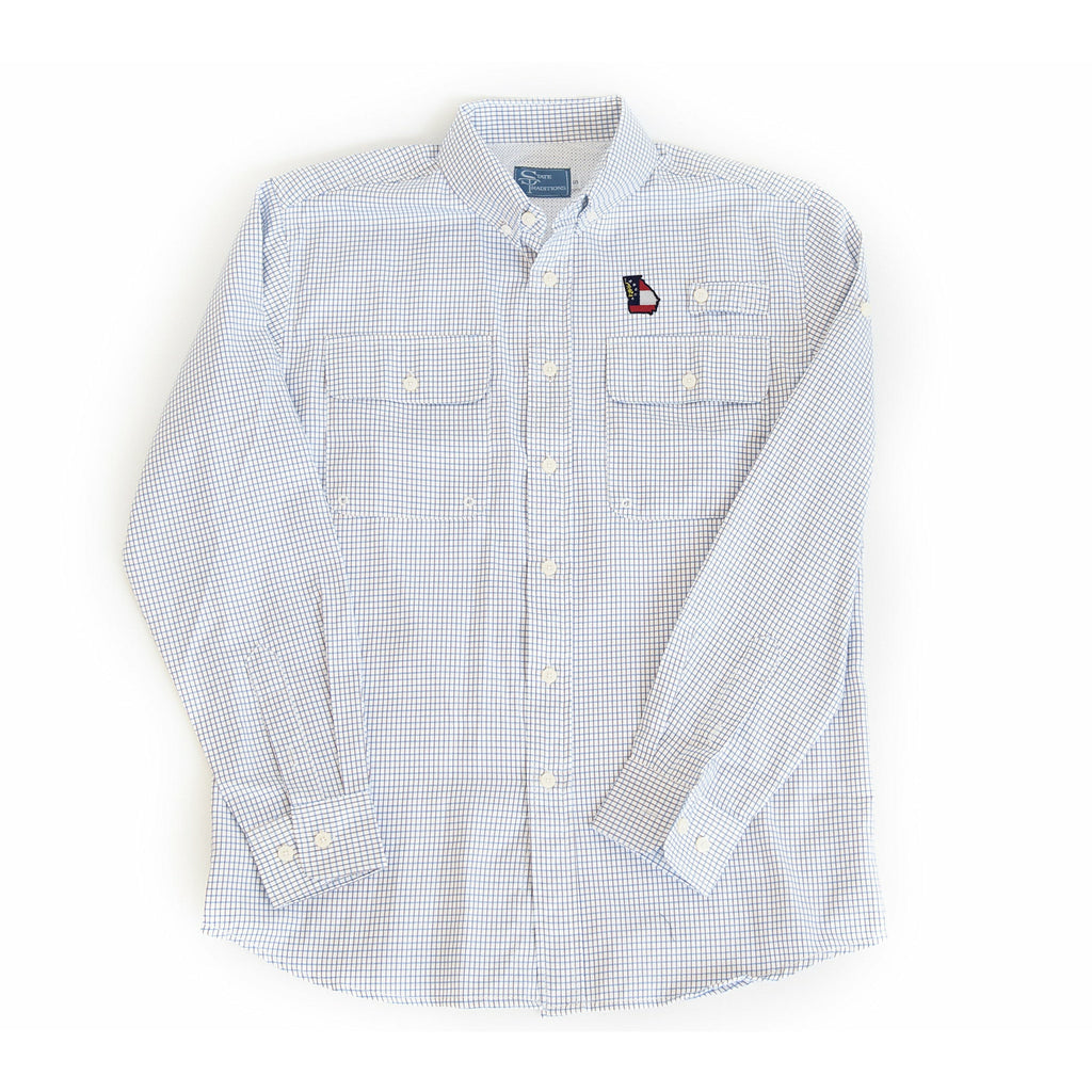 Georgia Traditional Coastline Vented Woven Shirt Blue