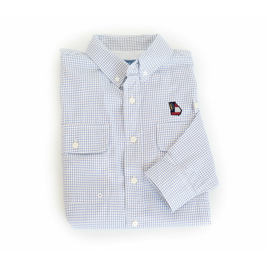 Georgia Traditional Coastline Vented Woven Shirt Blue
