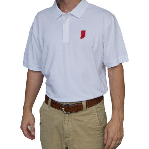 Indiana Gameday Polo, White Polo, 3 button, cotton/spandex blend, bloomington gameday