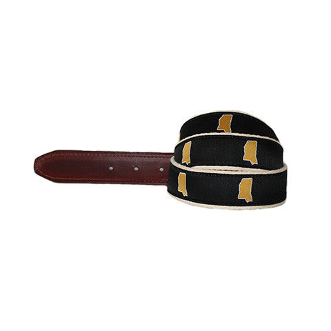 hattiesburg Mississippi Belt, MS Belt, hattiesburg BELT, MS Gameday Belt, Black and Gold Ribbon Belt, Gameday, Country Club Prep, Mississippi Pride