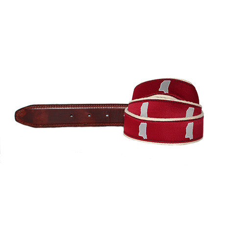 Starkville Mississippi Belt, Starkville Gameday Belt, Maroon Belt, Mississippi Belt, MS Belt, Ribbon Belt, Leather Tab, Bulldog tuff leather, preppy belt, high quality construction, made in the USA