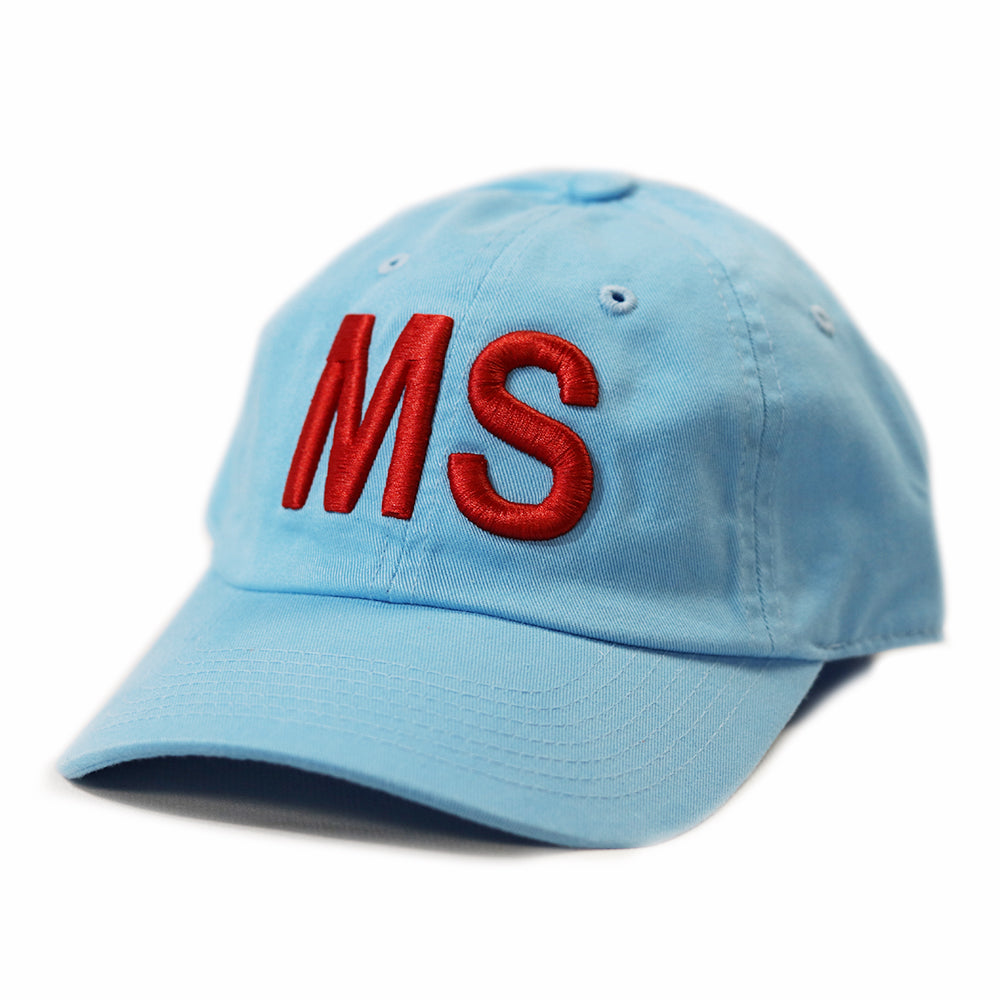 Mississippi "MS" State Letter Acronym Hat Light Blue