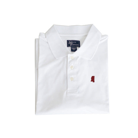 Mississippi Starkville Clubhouse Performance Polo White