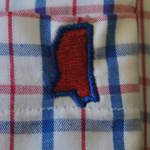 Mississippi Oxford Gameday Tattersall Long Sleeve Shirt Red and Blue