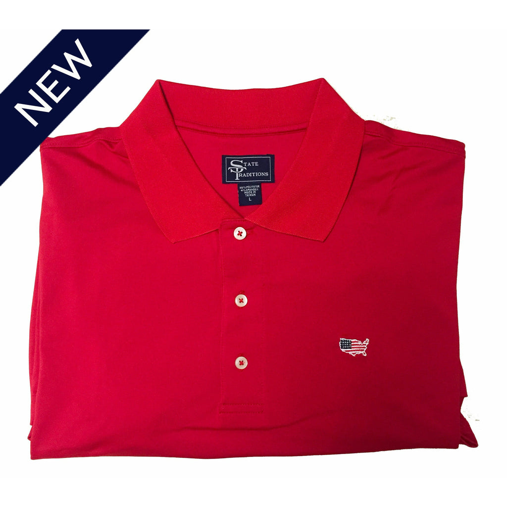 America Traditional Clubhouse Performance Polo Red