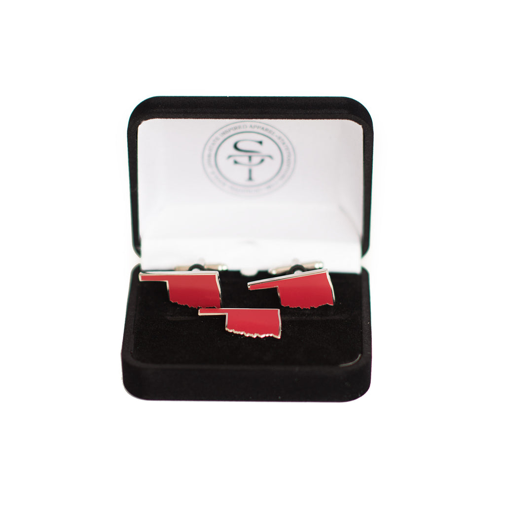 Oklahoma Norman Gameday Crimson Cuff Link and Lapel Pin Set