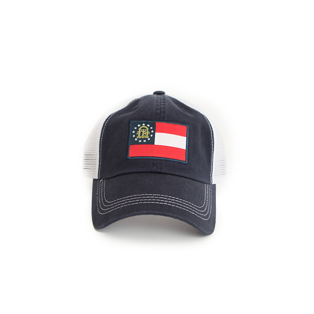 Peach State of Georgia Flag Trucker Hat GEORGIA PATCH TRUCKER HAT Country Club Prep GA Hat The Great State of Georgia flag cap