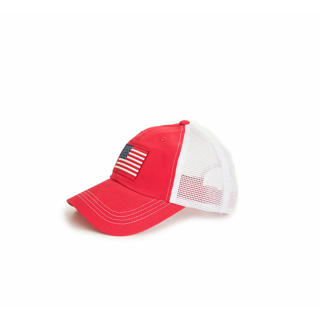 American Flag Trucker Hat Red