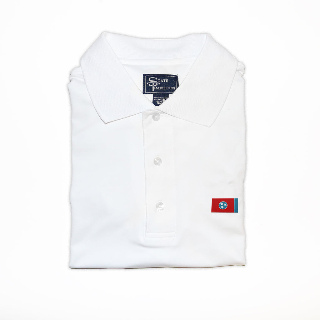 Tennessee Flag Performance Polo White