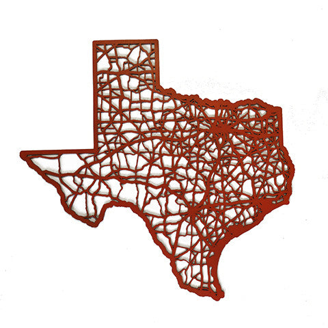 Texas Laser Cut Wooden Wall Map Orange