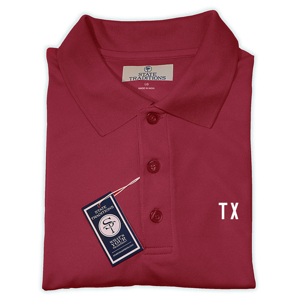 Maroon and White Texas "TX" Gameday Polo