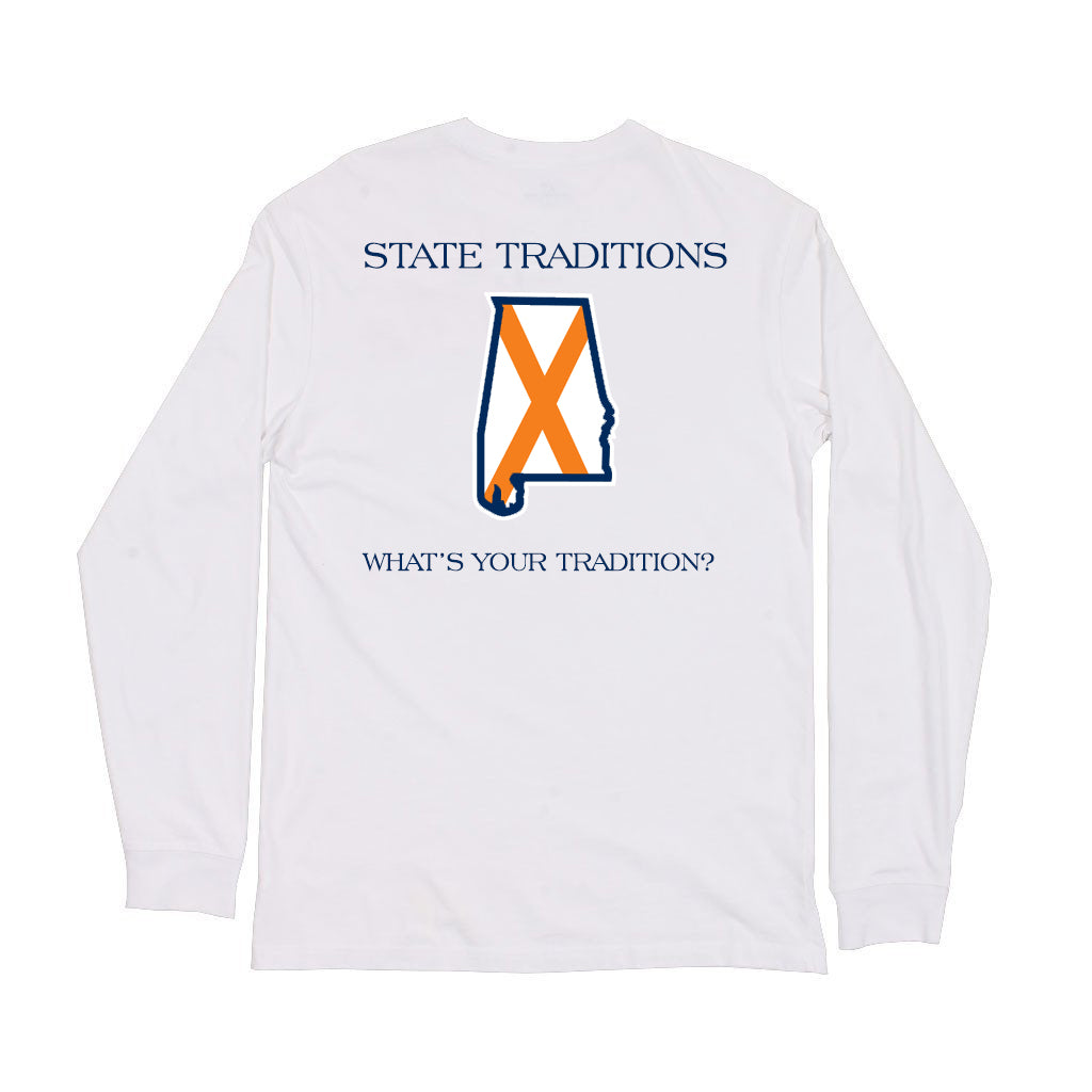 Alabama Auburn Traditional Long Sleeve T-Shirt White