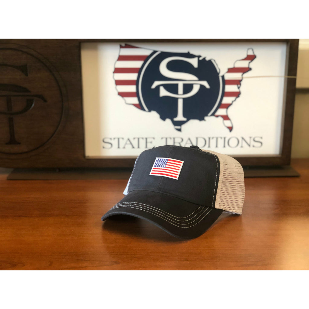 American Flag Trucker Hat Navy