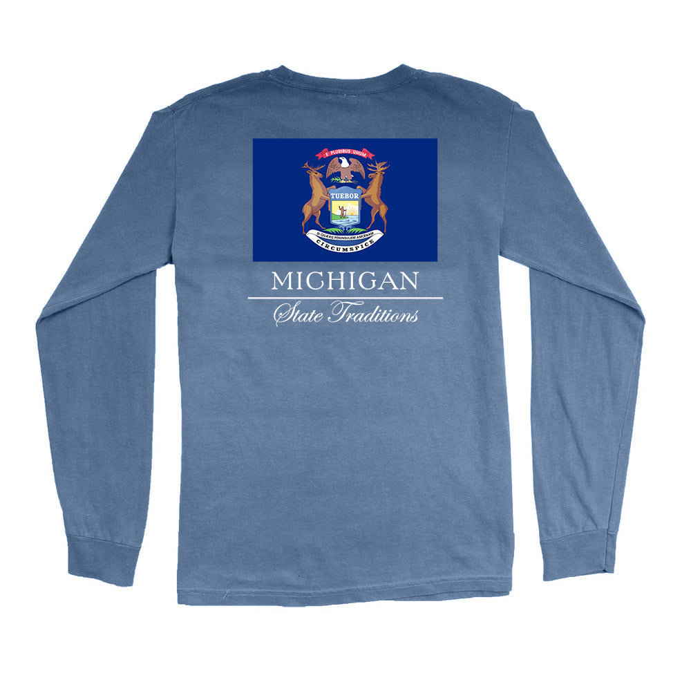 Michigan State Flag Long Sleeve T-Shirt