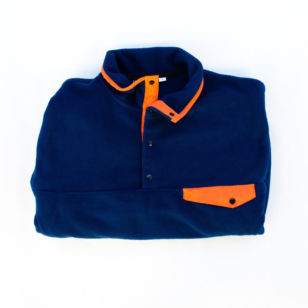 Fleece Pullover Navy and Orange