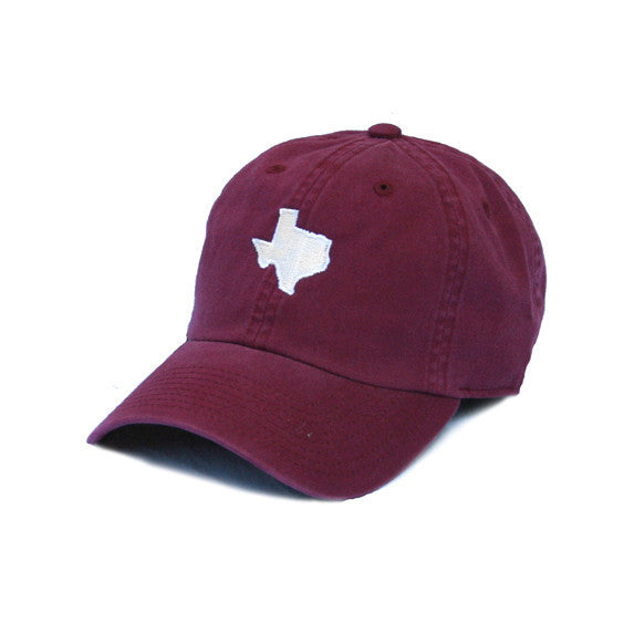 A gameday hat made for Saturdays. This State Traditions hat is a classic and features a subtle Texas College Station logo on the front. Texas headwear, Ball Cap, TX Hat, Texas Hats, Texas, Maroon hat with white state of TX, Texas embroidery, College Station Texas, Dad Cap, Cotton Slouch Hat, Texas Cap,
