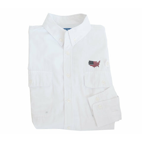 America Traditional Coastline Vented Woven Shirt White