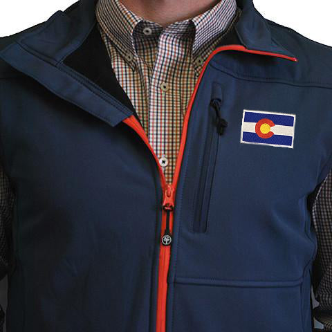 Colorado Flag Patch - Soft Shell Vest Navy with Red Trim