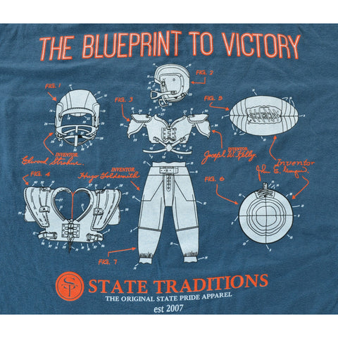 Blueprint to Victory Long Sleeve T-Shirt Navy and Orange
