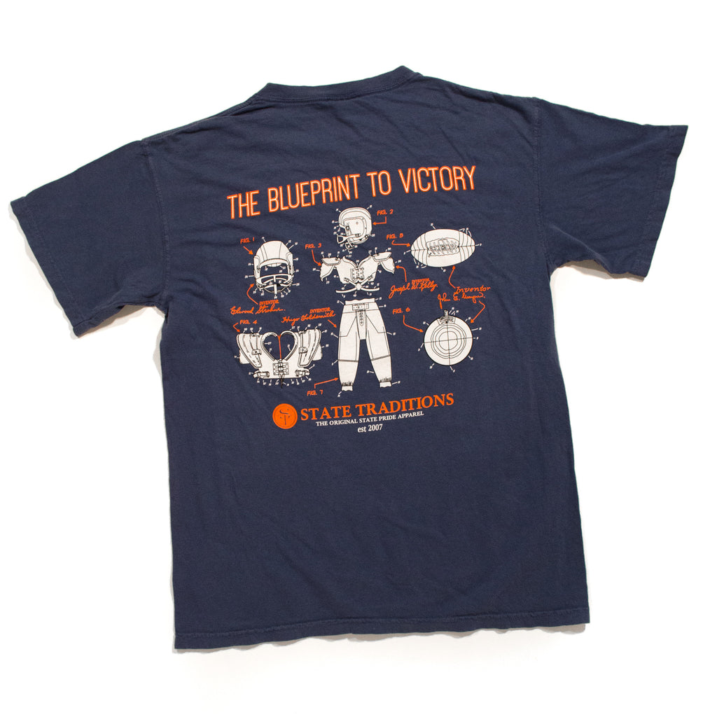 Blueprint to Victory T-Shirt Navy and Orange