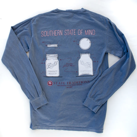 Mason Jar Long Sleeve T-Shirt Blue Jean