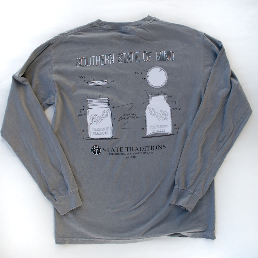 Mason Jar Long Sleeve T-Shirt Grey