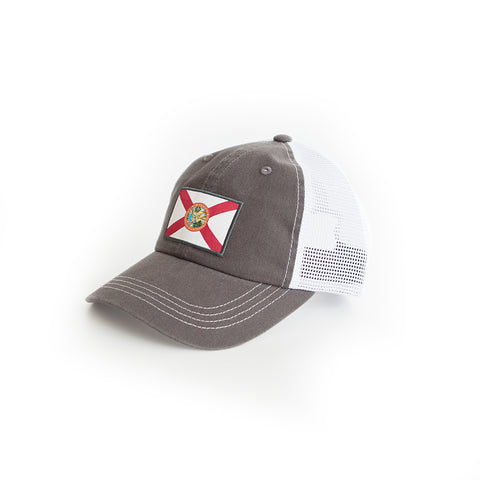 Charcoal Grey Florida State Flag Trucker Hat Side View