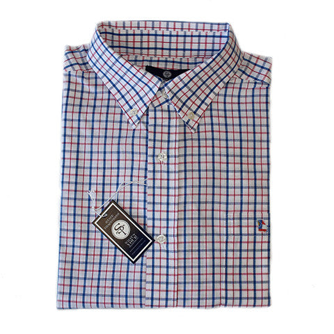 Georgia Traditional Tattersall Long Sleeve Shirt Red and Blue