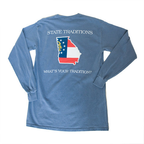 Georgia Traditional Long Sleeve T-Shirt Blue