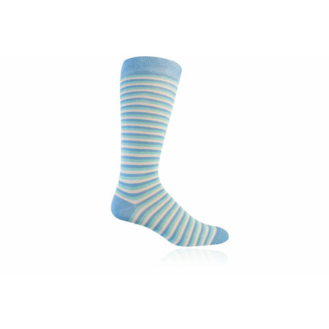 JL Bermuda Blue, Duck Green & Light Grey Stripe Socks