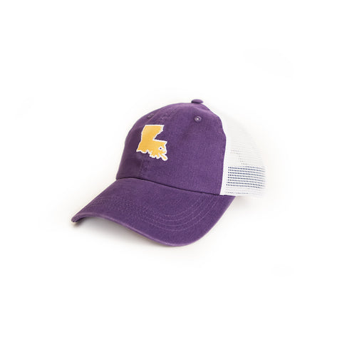 Louisiana Baton Rouge Gameday Purple Trucker Hat Side View