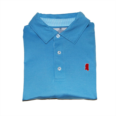 Mississippi Oxford Light Blue Performance Polo