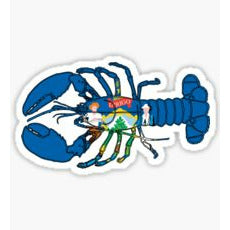 Pine Tree State, Maine Lobster Sticker, Maine Flag, Lobster Shape Sticker