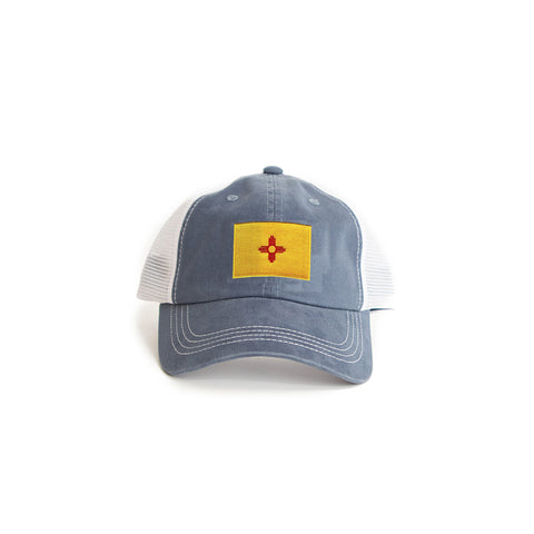New Mexico Flag Trucker Hat Blue