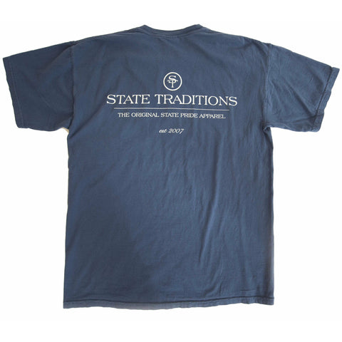 The Original State Traditions Logo T-shirt Navy State Pride Heritage State Line State Flag Volunteer 