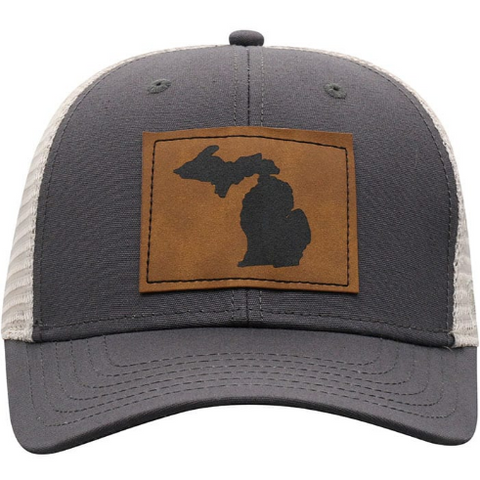 Michigan Leather Patch Structured Trucker