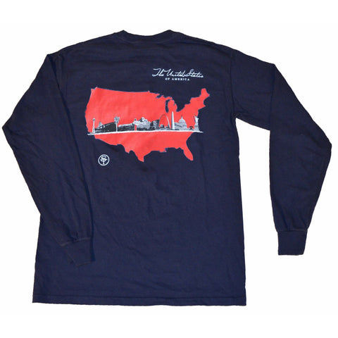 America Skyline Long Sleeve T-Shirt Navy