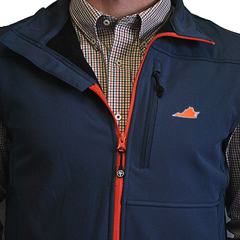 Virginia Charlottesville Soft Shell Vest Navy with Orange Trim