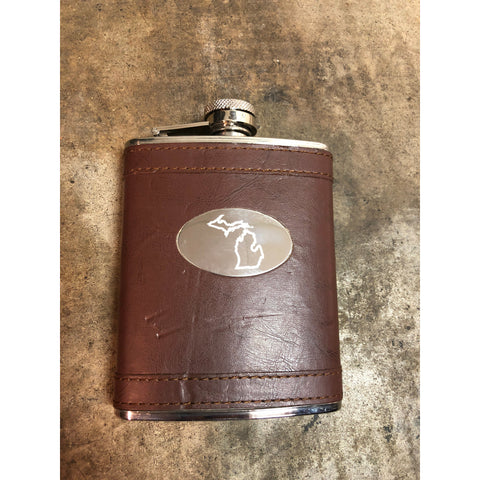 Michigan Leather Flask