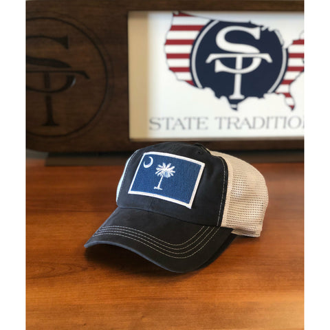 South Carolina Flag Trucker Hat Blue