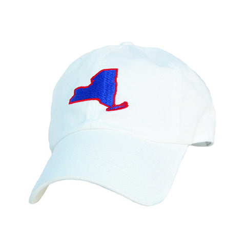 New York, New York White Hat, New York Cap, White with Red and Blue, Dad Hat, 6 panel, cotton slouch, New York Gameday, Football