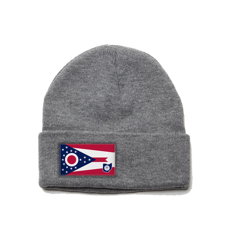 Heather Grey Beanie with Ohio Flag Patch by State Traditions